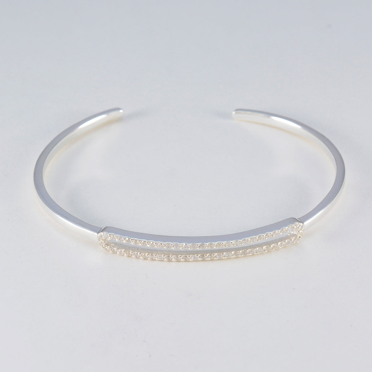 Witte CZ Guacamole Day Dainty Witte Sterling Zilveren Bangle Armband Secundaire afbeelding