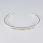 White CZ Guacamole Day Dainty White Sterling Silver Bangle Bracelet