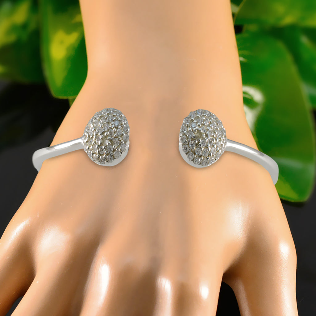 White CZ Jewelry Day Featherlight White 925 Silver Bangle Bracelet