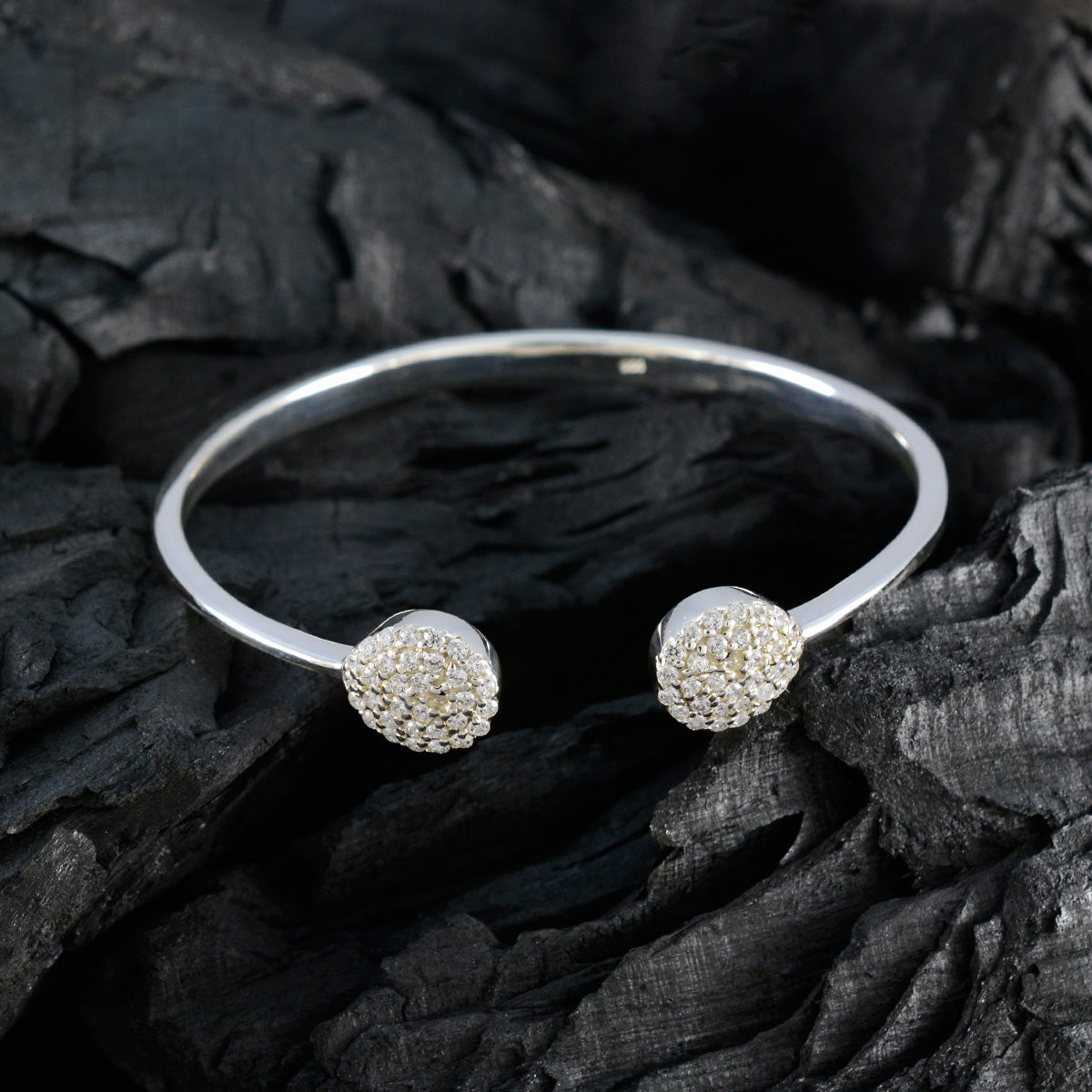 White CZ Jewelry Day Featherlight White 925 Silver Bangle Bracelet