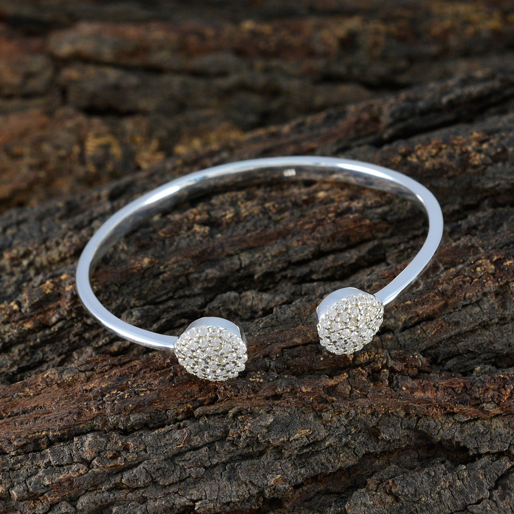 White CZ Jewelry Day Featherlight White 925 Silver Bangle Bracelet