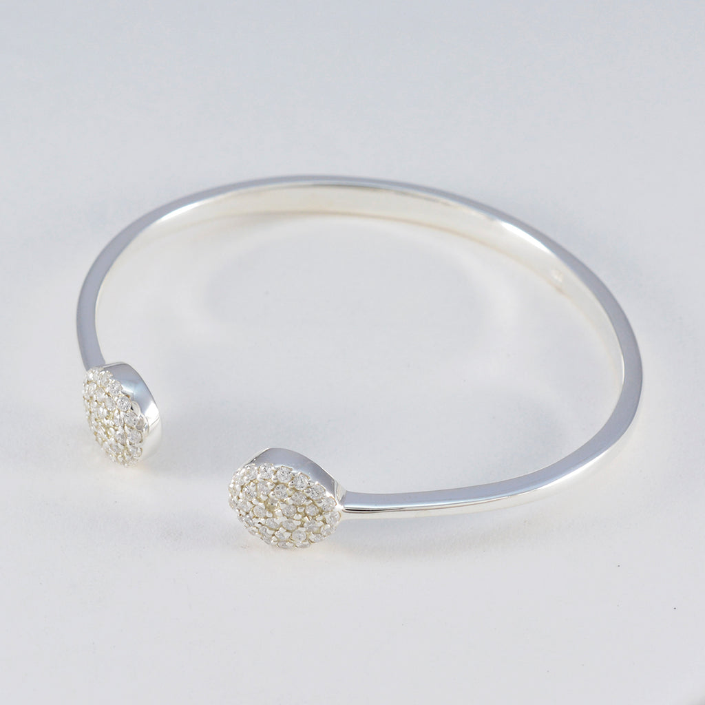 White CZ Jewelry Day Featherlight White 925 Silver Bangle Bracelet
