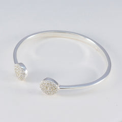 Bracciale rigido in argento 925 bianco con zirconi bianchi e piuma leggera