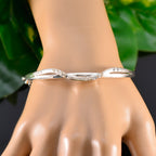 White CZ Mental Health Day Slim White Silver Hinged Bangle Bracelet