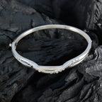 White CZ Mental Health Day Slim White Silver Hinged Bangle Bracelet