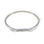 White CZ Mental Health Day Slim White Silver Hinged Bangle Bracelet
