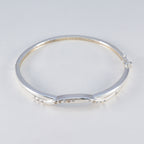 White CZ Mental Health Day Slim White Silver Hinged Bangle Bracelet