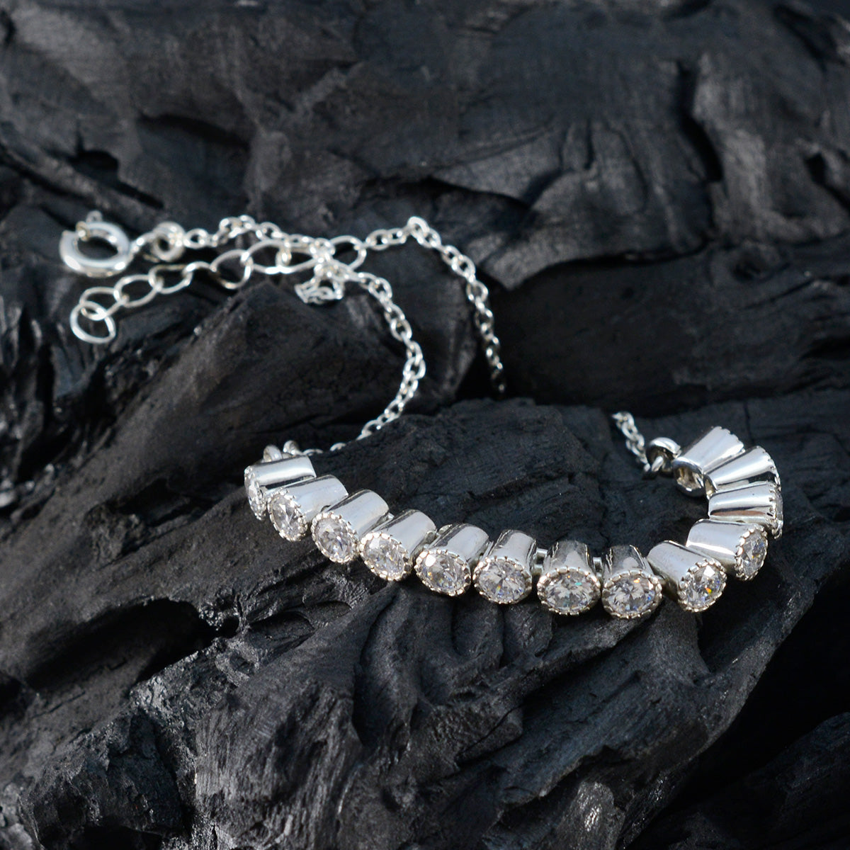 White CZ Nutella Day Whisper-thin White Sterling Silver Tennis Bracelet