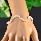 White CZ Pasta Day Minimal White 925 Silver Links Bracelet