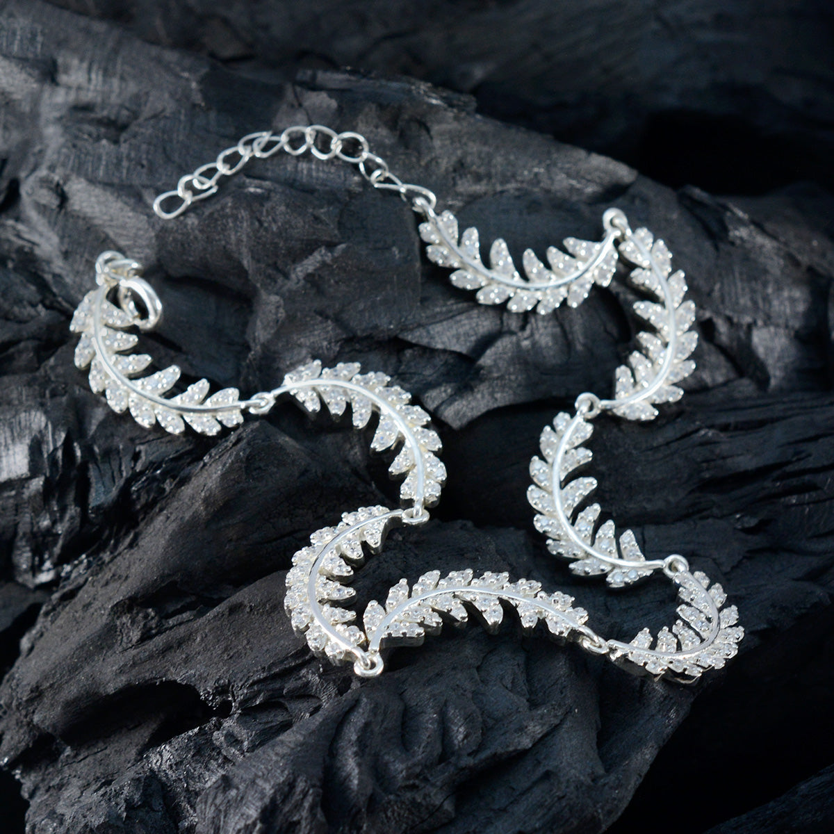 White CZ Pasta Day Minimal White 925 Silver Links Bracelet