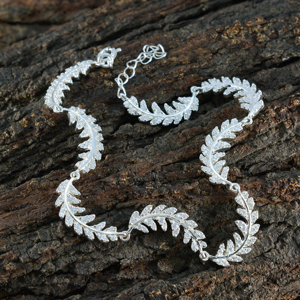 White CZ Pasta Day Minimal White 925 Silver Links Bracelet