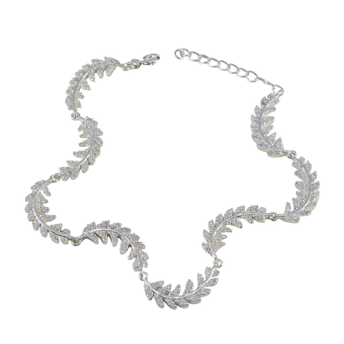 White CZ Pasta Day Minimal White 925 Silver Links Bracelet