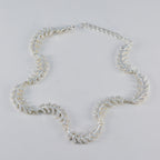 White CZ Pasta Day Minimal White 925 Silver Links Bracelet