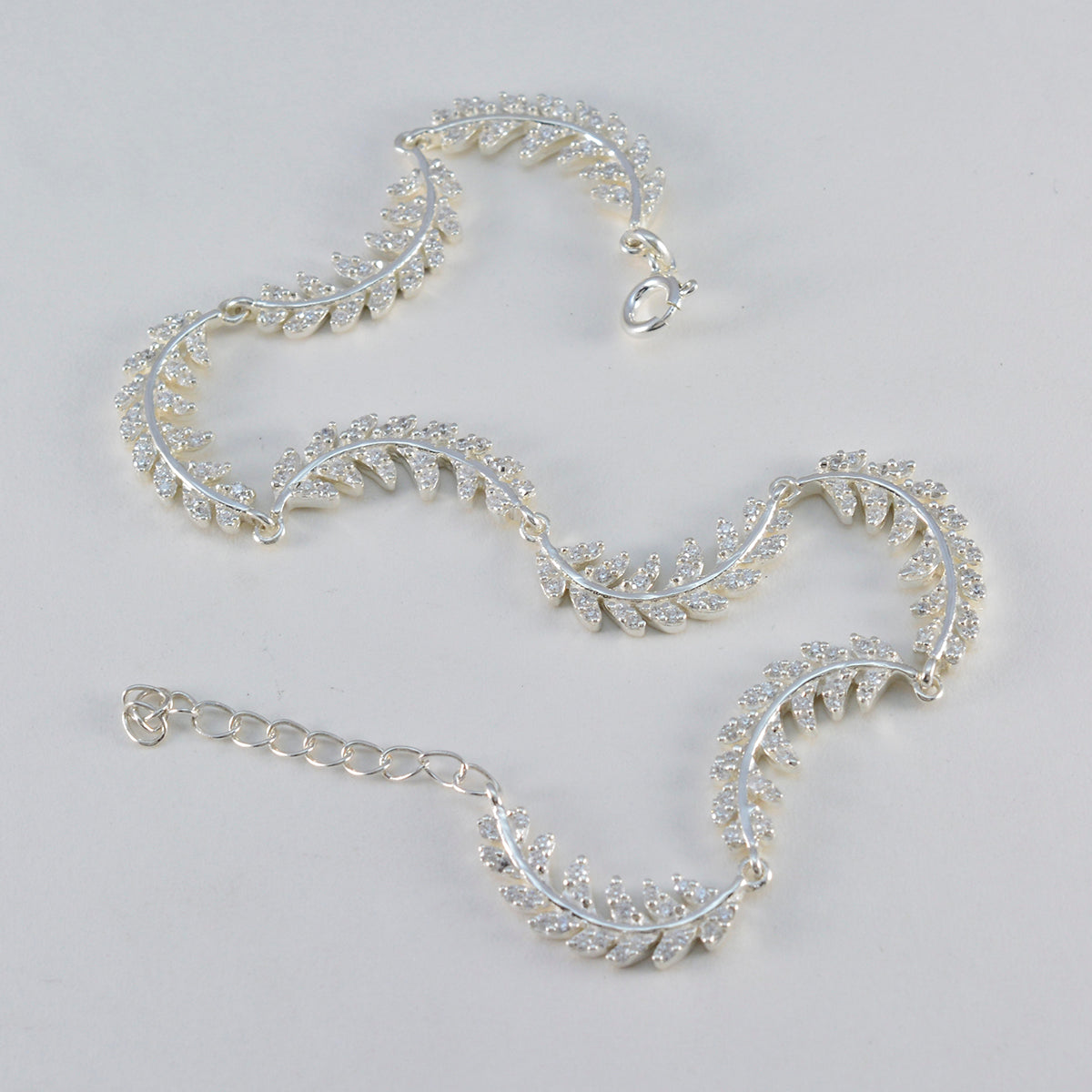 White CZ Pasta Day Minimal White 925 Silver Links Bracelet