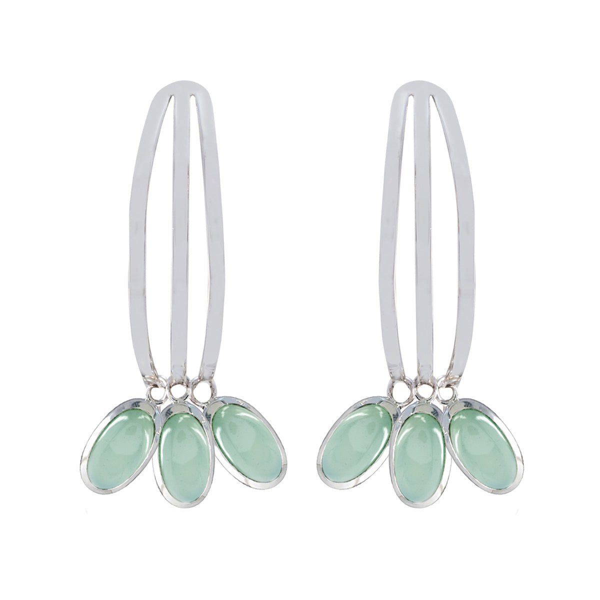 Aqua-Chalcedony-American-Natalia-multiple-Stud-Green-925-Silver-Earring Hoofdafbeelding