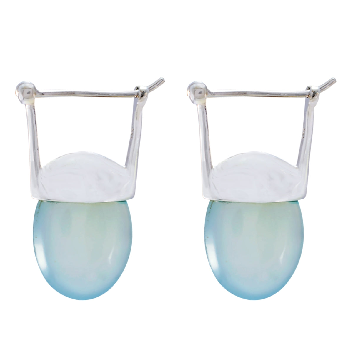 Aqua-Chalcedony-Middle-Eastern-Pauline-Solitaire-Stud-Green-Sterling-Silver-Earring Главное изображение товара