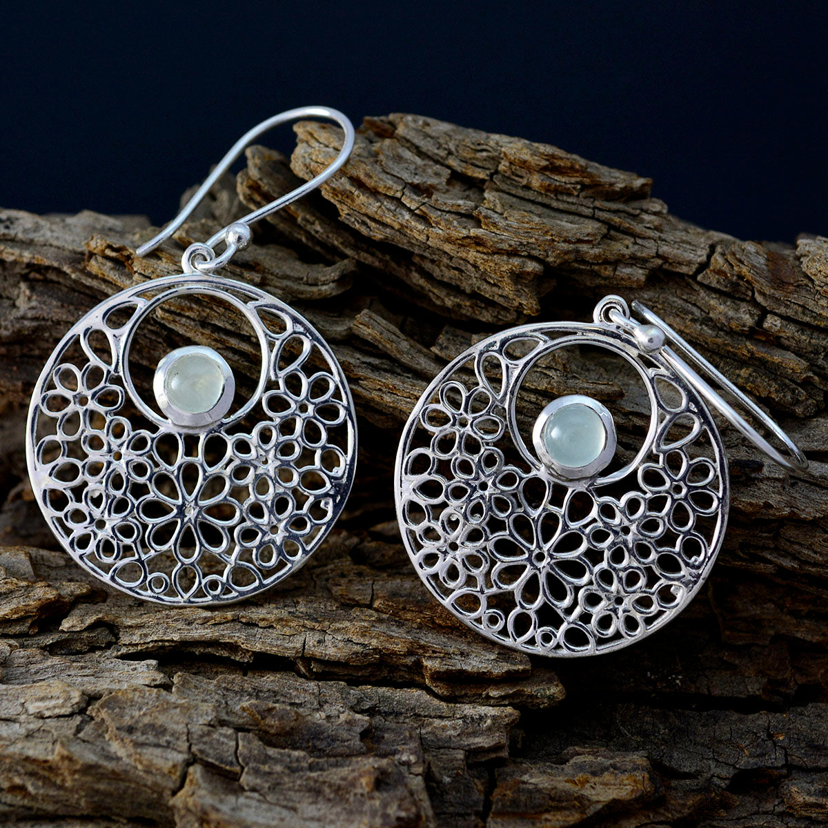 Aqua-Chalcedony-Australian-Riley-Solitaire-Dangle-Green-Sterling-Silver-Earring