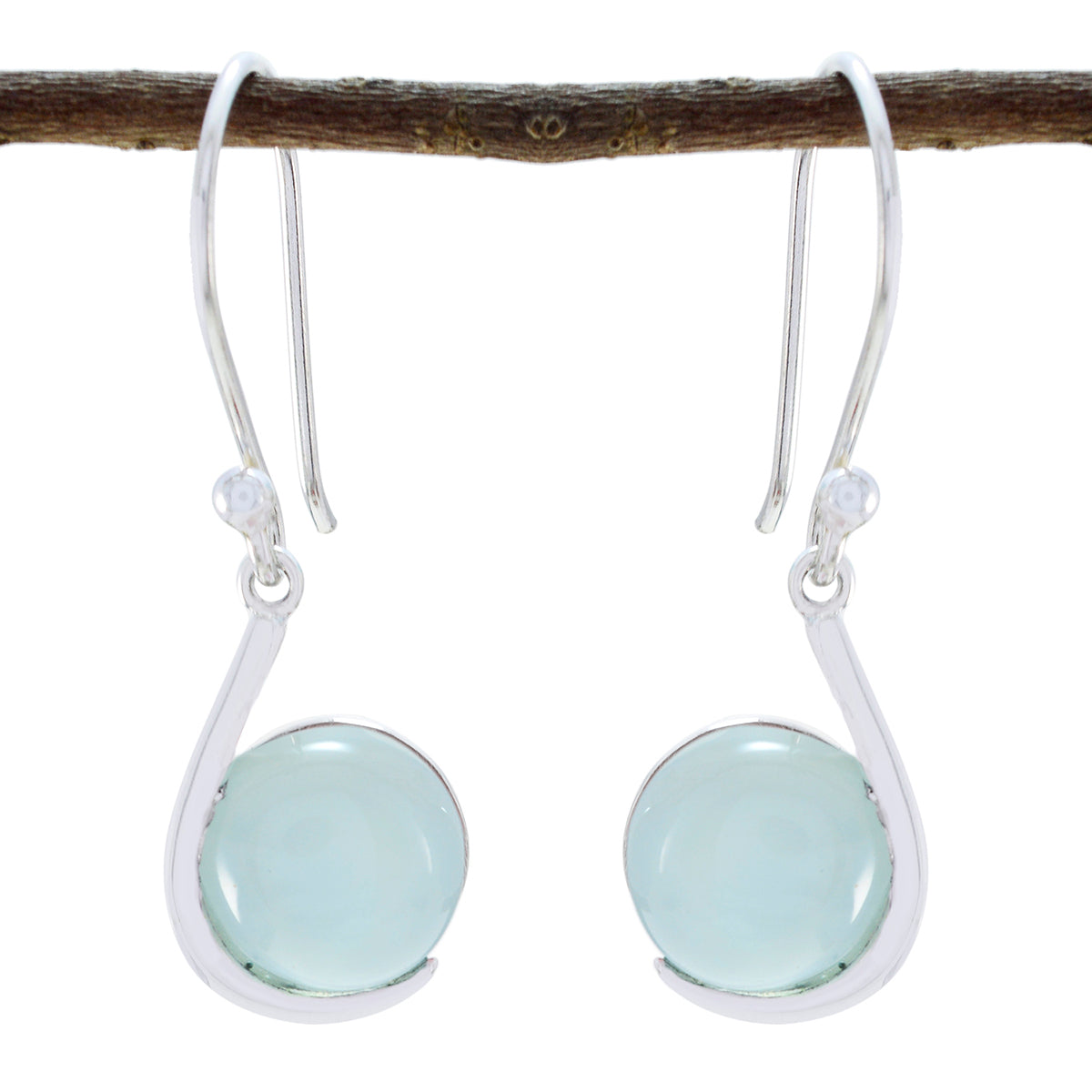 Aqua-Chalcedony-Spanish-Sarah-Solitaire-Dangle-Green-925-Sterling-Silver-Earring Imagen principal del producto