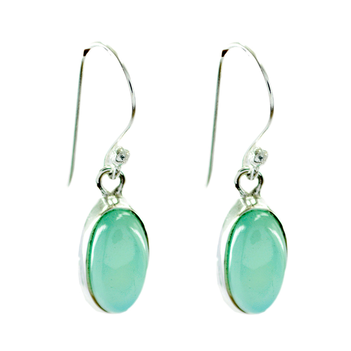 Aqua-Chalcedony-Latin-American-Savannah-Solitaire-Dangle-Green-92.5-Silver-Earring Image principale du produit