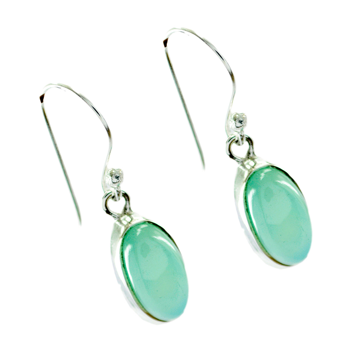 Boucles d'oreilles pendantes en argent 92,5 avec solitaire en calcédoine aqua et aigue-marine d'Amérique latine Image secondaire du produit