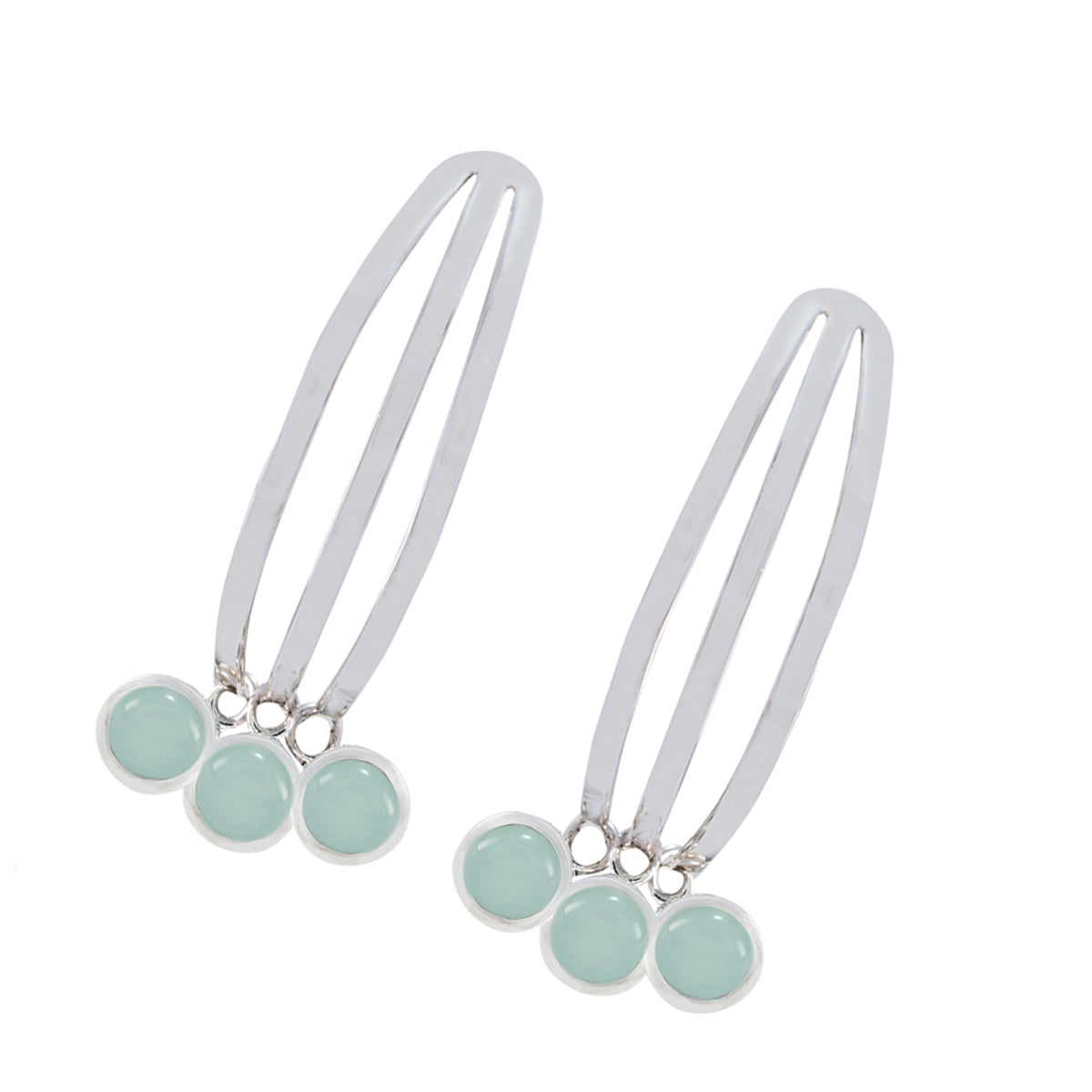 Aqua-Chalcedony-Turkish-Milagros-multiple-Stud-Green-Sterling-Silver-Earring
