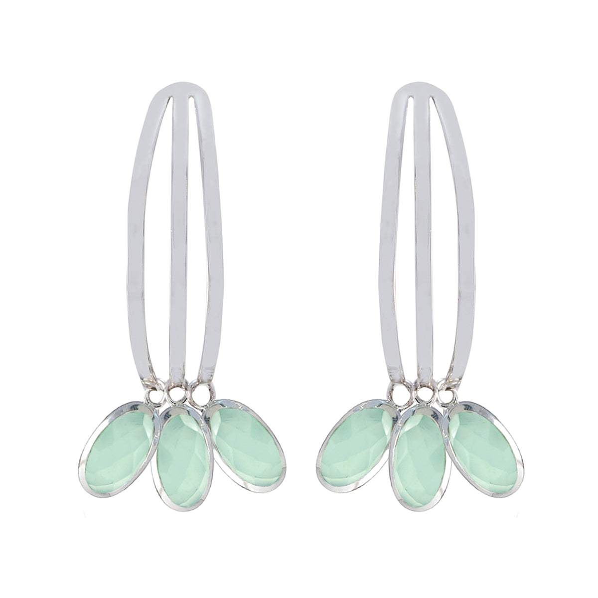 Aqua-Chalcedony-Japanese-Noelia-multiple-Stud-Green-925-Sterling-Silver-Earring Imagen principal del producto