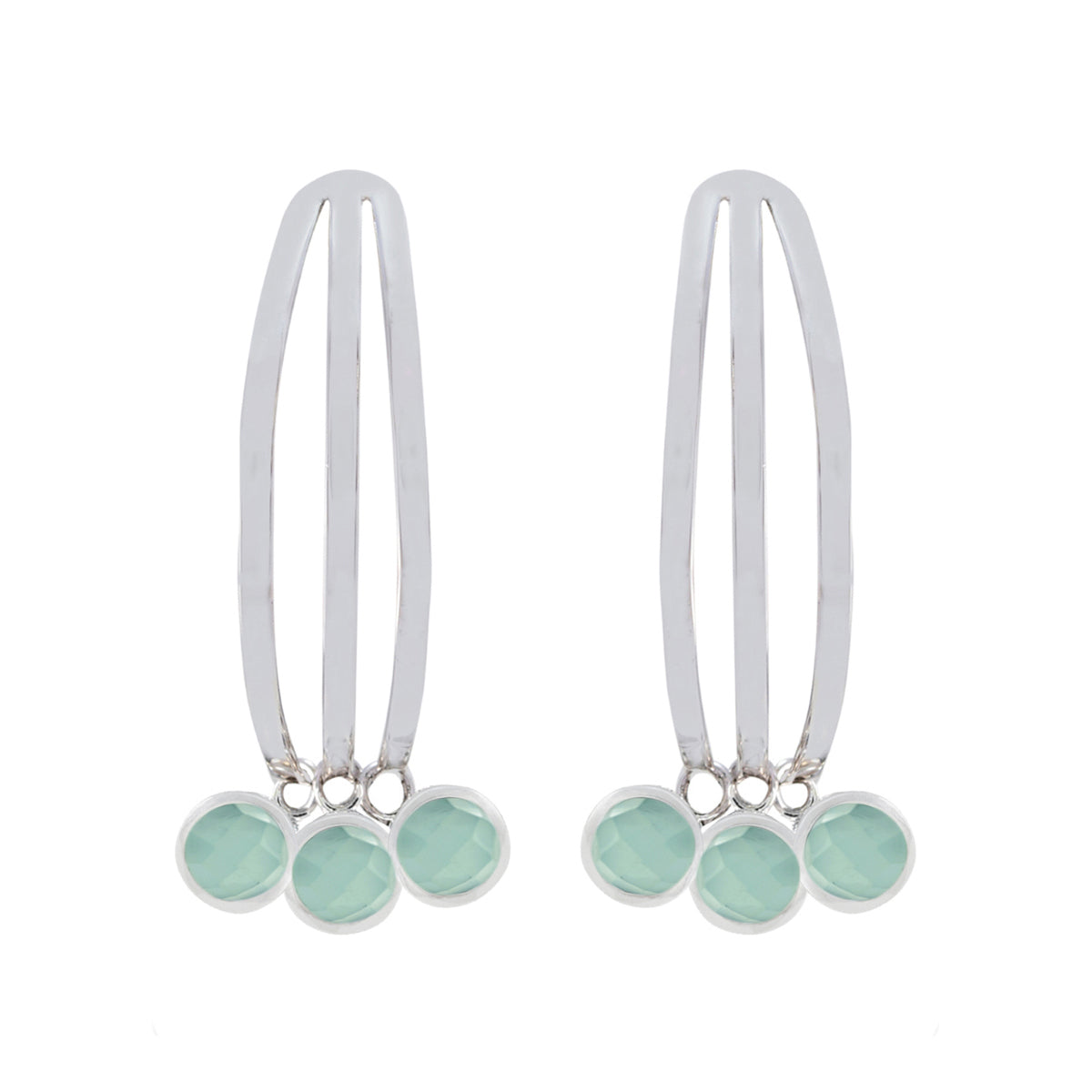 Aqua-Chalcedony-Korean-Nayara-multiple-Stud-Green-92.5-Silver-Earring Hoofdafbeelding