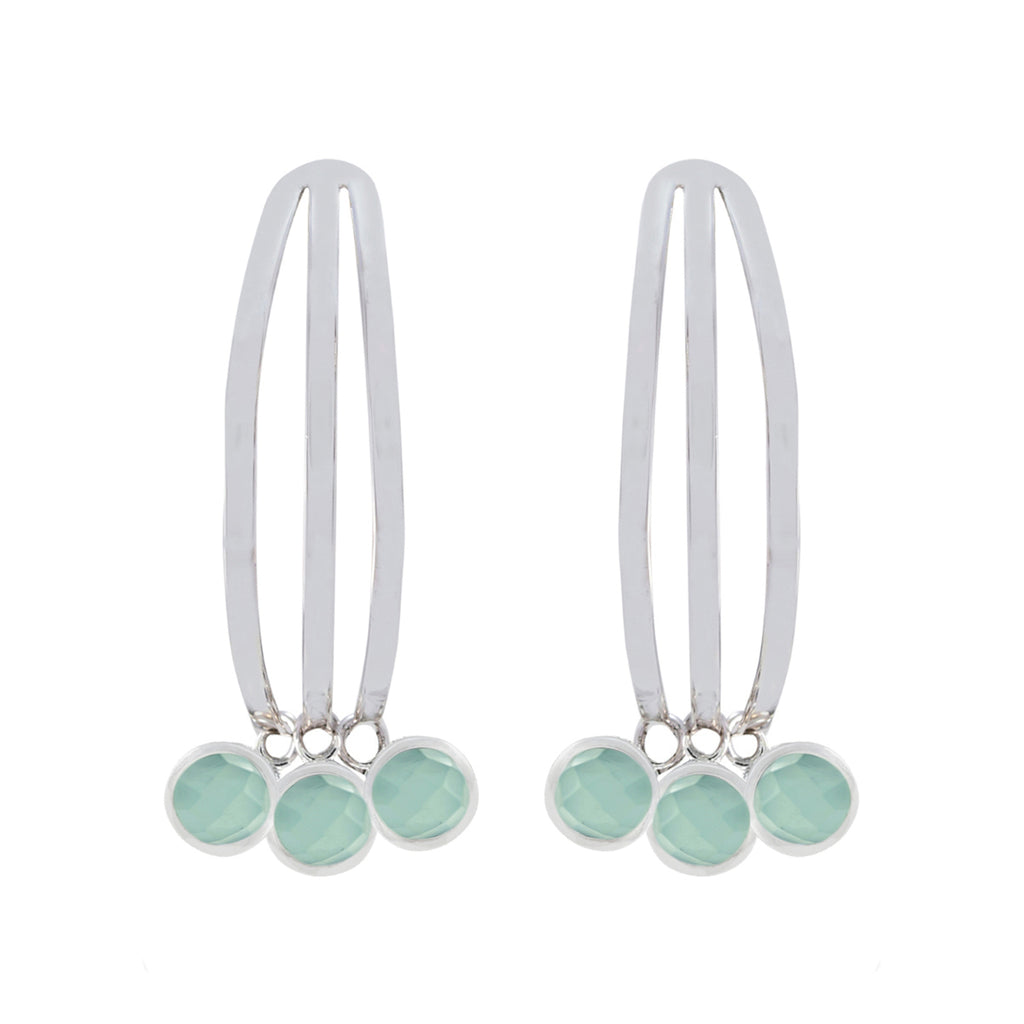 Aqua-Chalcedony-Korean-Nayara-multiple-Stud-Green-92.5-Silver-Earring