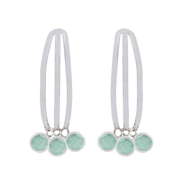 Aqua-Chalcedony-Korean-Nayara-multiple-Stud-Green-92.5-Silver-Earring