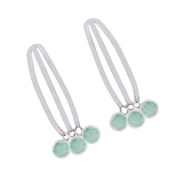Aqua-Chalcedony-Korean-Nayara-multiple-Stud-Green-92.5-Silver-Earring