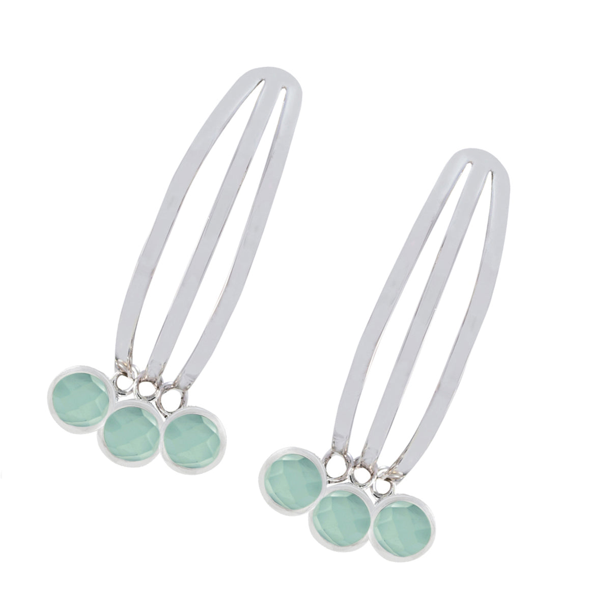 Aqua-Chalcedony-Korean-Nayara-multiple-Stud-Green-92.5-Silver-Earring