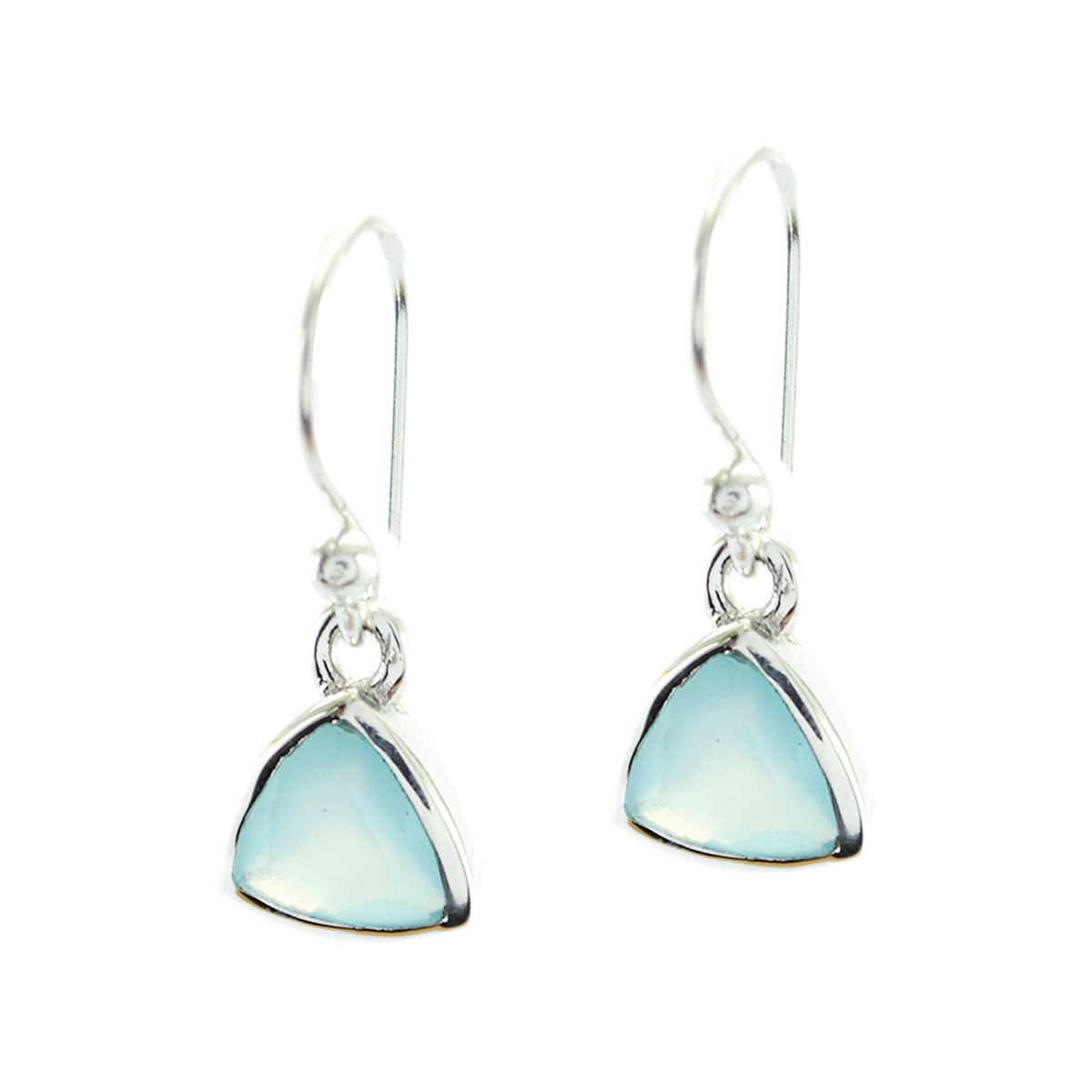 Chalcedony-German-Aiko-Solitaire-Dangle-Blue-Silver-Earring Huvudsaklig produktbild