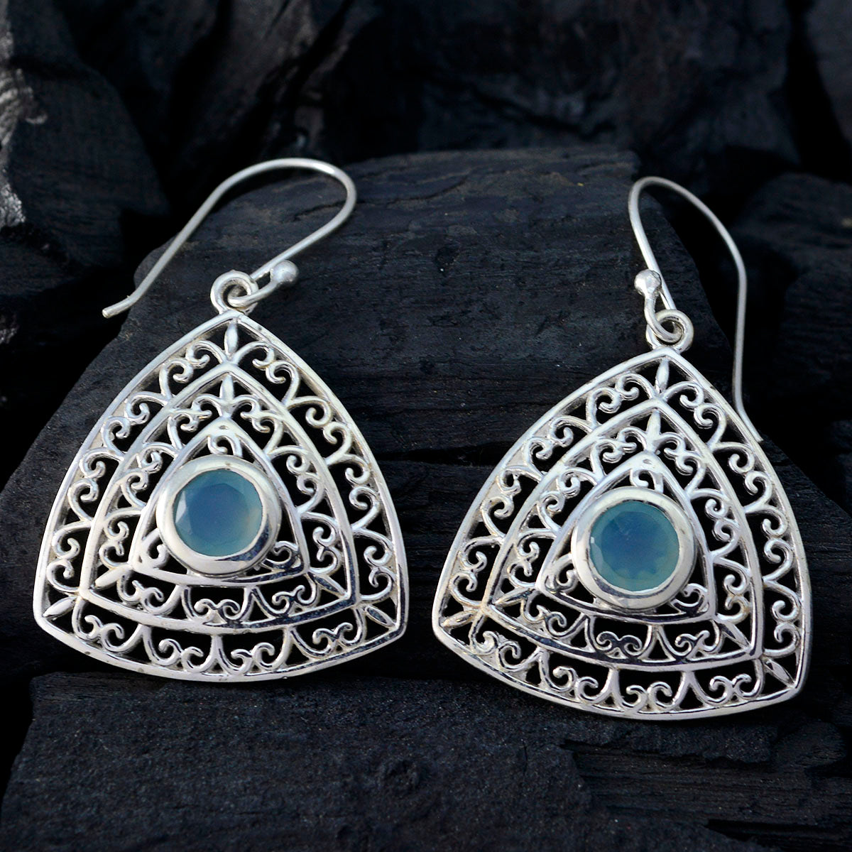 Aqua-Chalcedony-Egyptian-Teresa-Solitaire-Dangle-Green-92.5-Silver-Earring