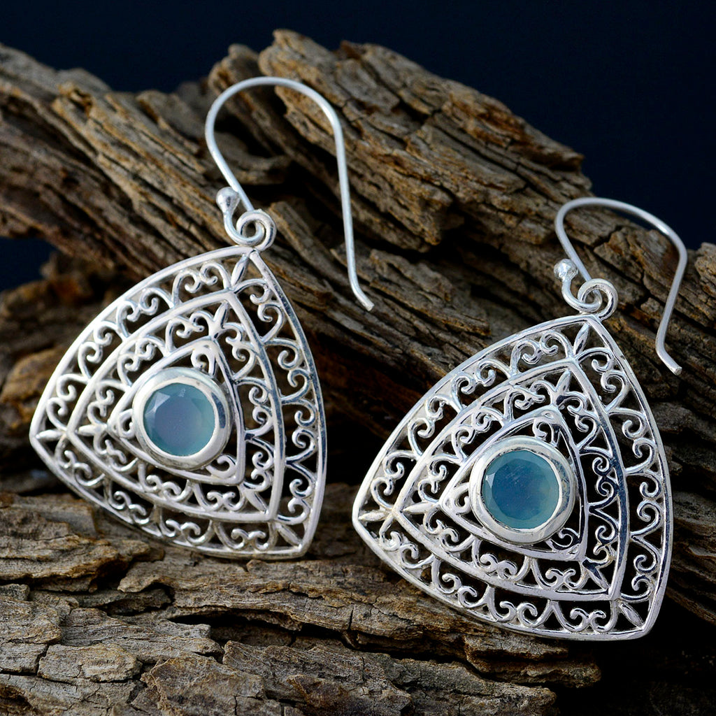Aqua-Chalcedony-Egyptian-Teresa-Solitaire-Dangle-Green-92.5-Silver-Earring