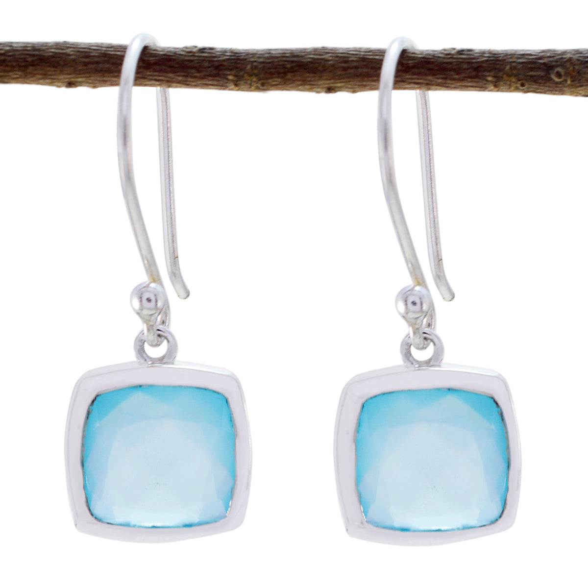 Aqua-Chalcedony-American-Tereza-Solitaire-Dangle-Green-Sterling-Silver-Earring メイン画像