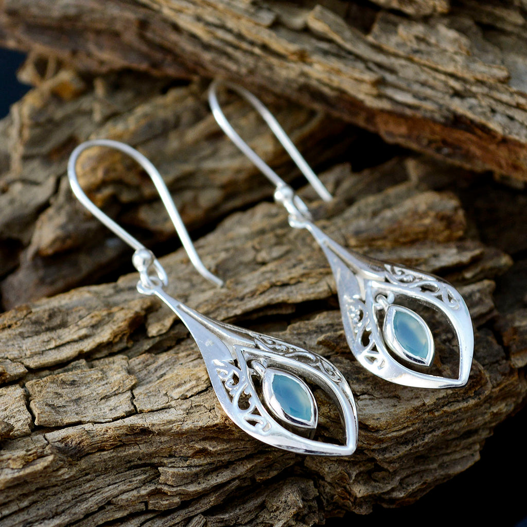 Aqua-Chalcedony-Korean-Victoria-Solitaire-Dangle-Green-Sterling-Silver-Earring