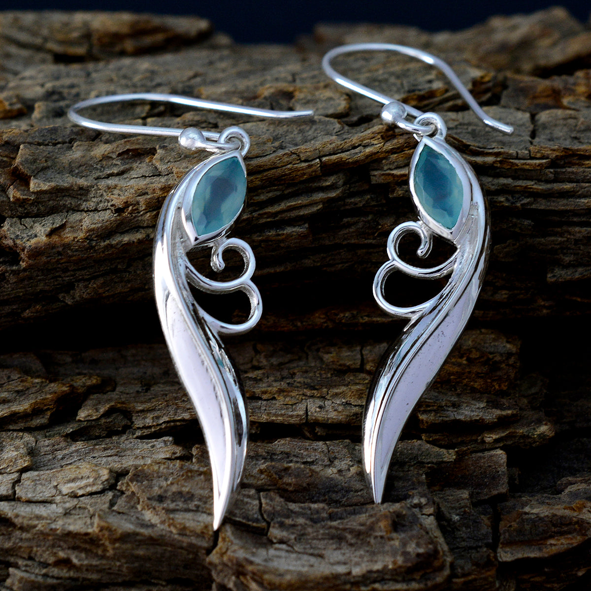 Aqua-Chalcedony-Japanese-Violet-Solitaire-Dangle-Green-Sterling-Silver-Earring