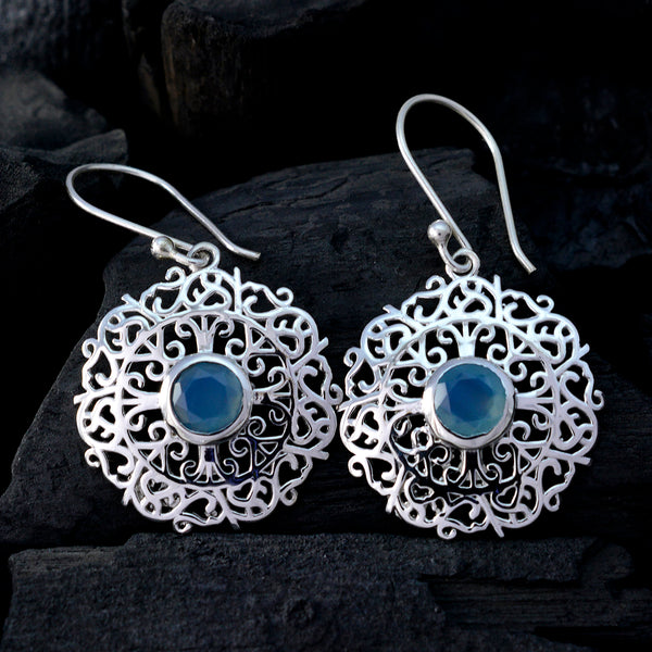 Chalcedony-Japanese-Lucia-Solitaire-Dangle-Blue-Sterling-Silver-Earring