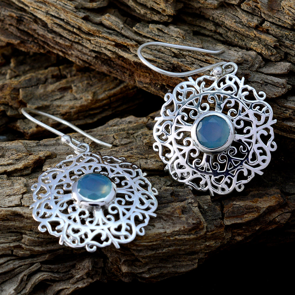 Chalcedony-Japanese-Lucia-Solitaire-Dangle-Blue-Sterling-Silver-Earring