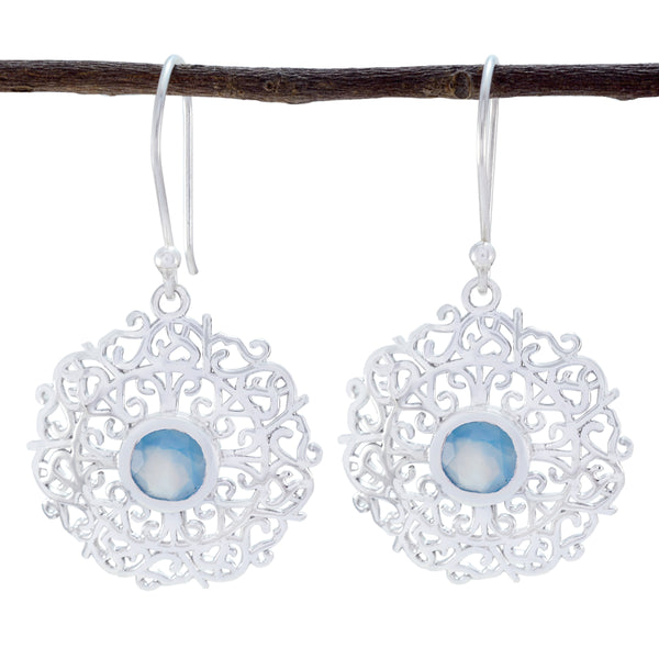 Chalcedony-Japanese-Lucia-Solitaire-Dangle-Blue-Sterling-Silver-Earring