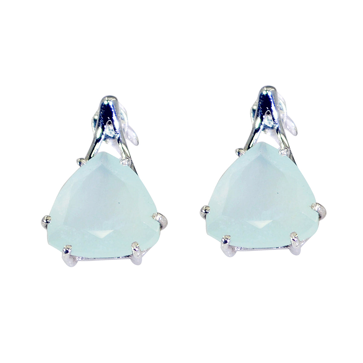 Aqua-Chalcedony-Italian-Yasmine-Solitaire-Stud-Green-925-Silver-Earring Главное изображение товара