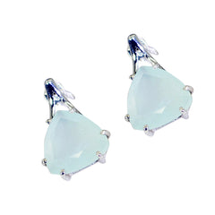 Aqua-Chalcedon-Italienischer-Yasmin-Solitär-Ohrstecker-Grün-925-Silber-Ohrring