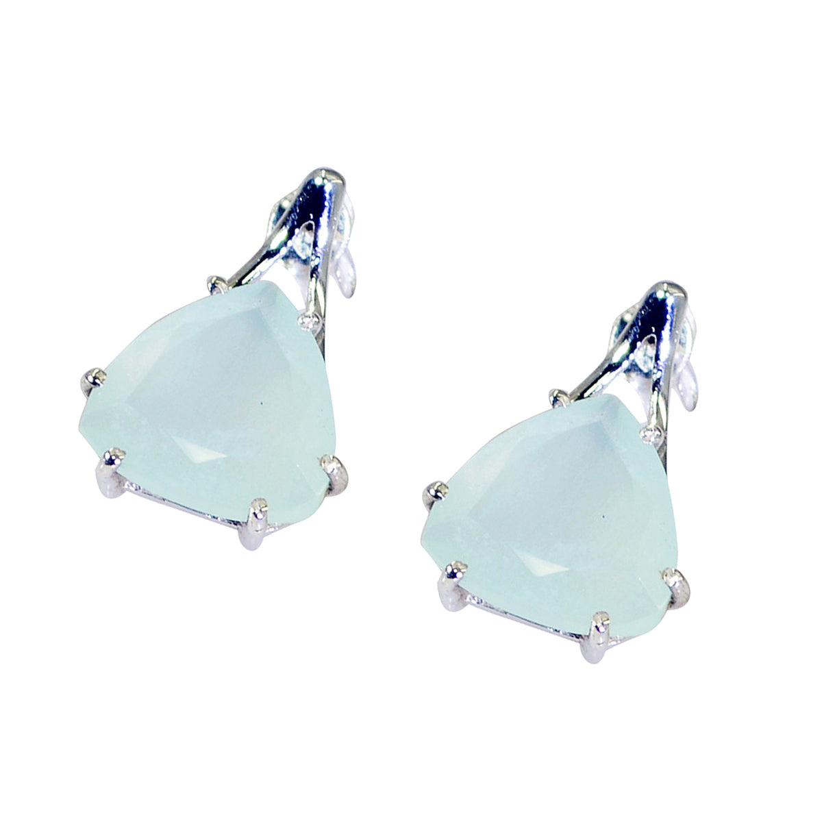 Aqua-Chalcedon-Italienischer-Yasmin-Solitär-Ohrstecker-Grün-925-Silber-Ohrring