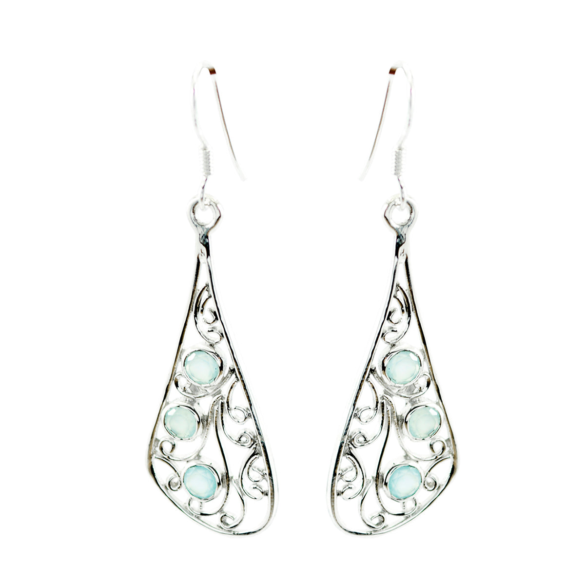 Aqua-Chalcedony-Australian-Aiko-multiple-Dangle-Green-925-Sterling-Silver-Earring Imagen principal del producto