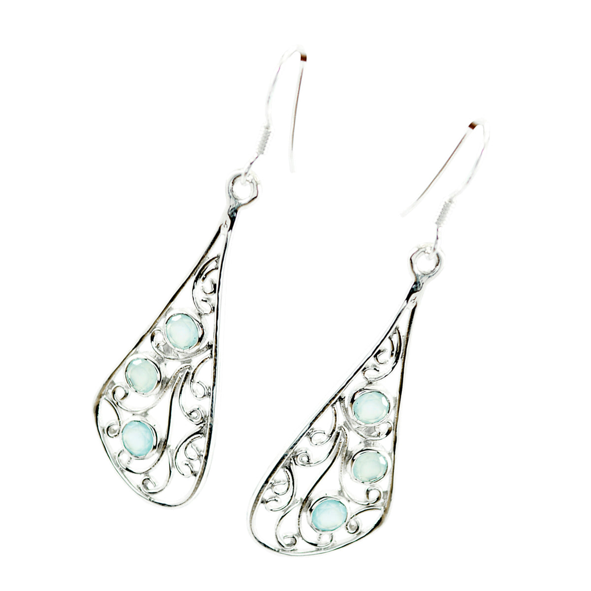 Aqua-Chalcedony-Australian-Aiko-multiple-Dangle-Green-925-Sterling-Silver-Earring