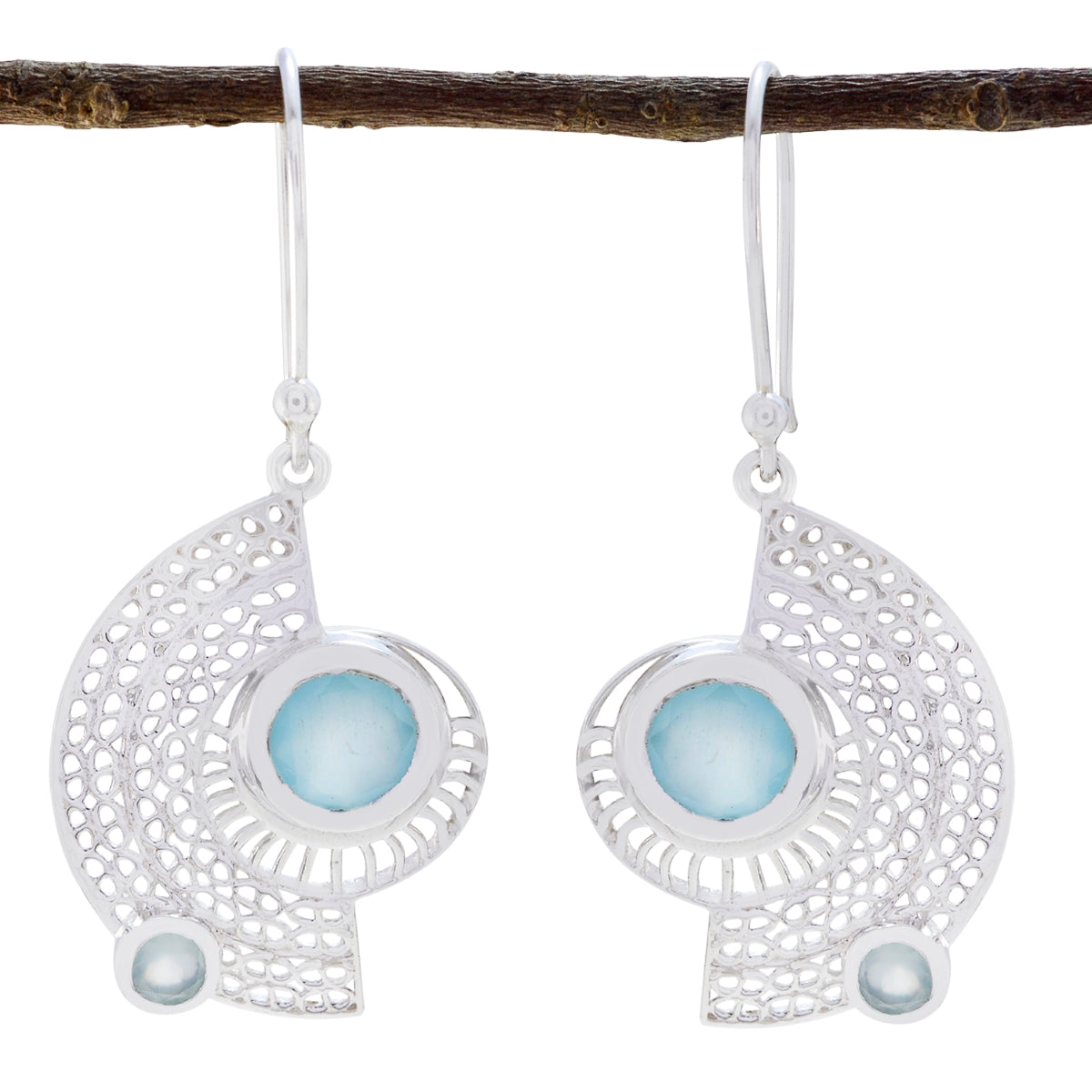 Aqua-Chalcedony-Spanish-Ayaka-multiple-Dangle-Green-925-Silver-Earring