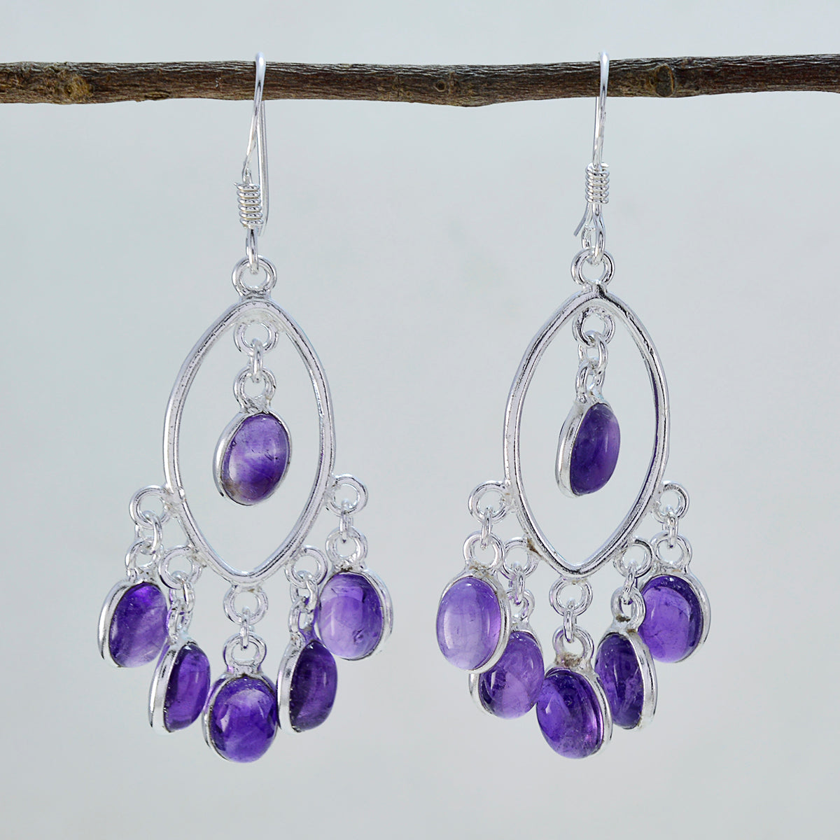 Amethyst Italian Katharina multiple Dangle Purple 925 Sterling Silver Earring Secondary image