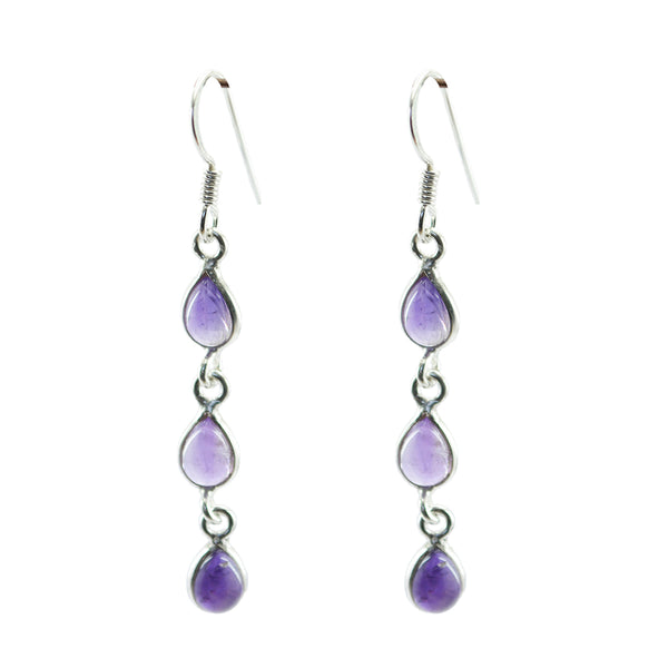 Amethyst-Ägyptisch-Hina-mehrere-Ohrhänger-Lila-Sterling-Silber-Ohrring