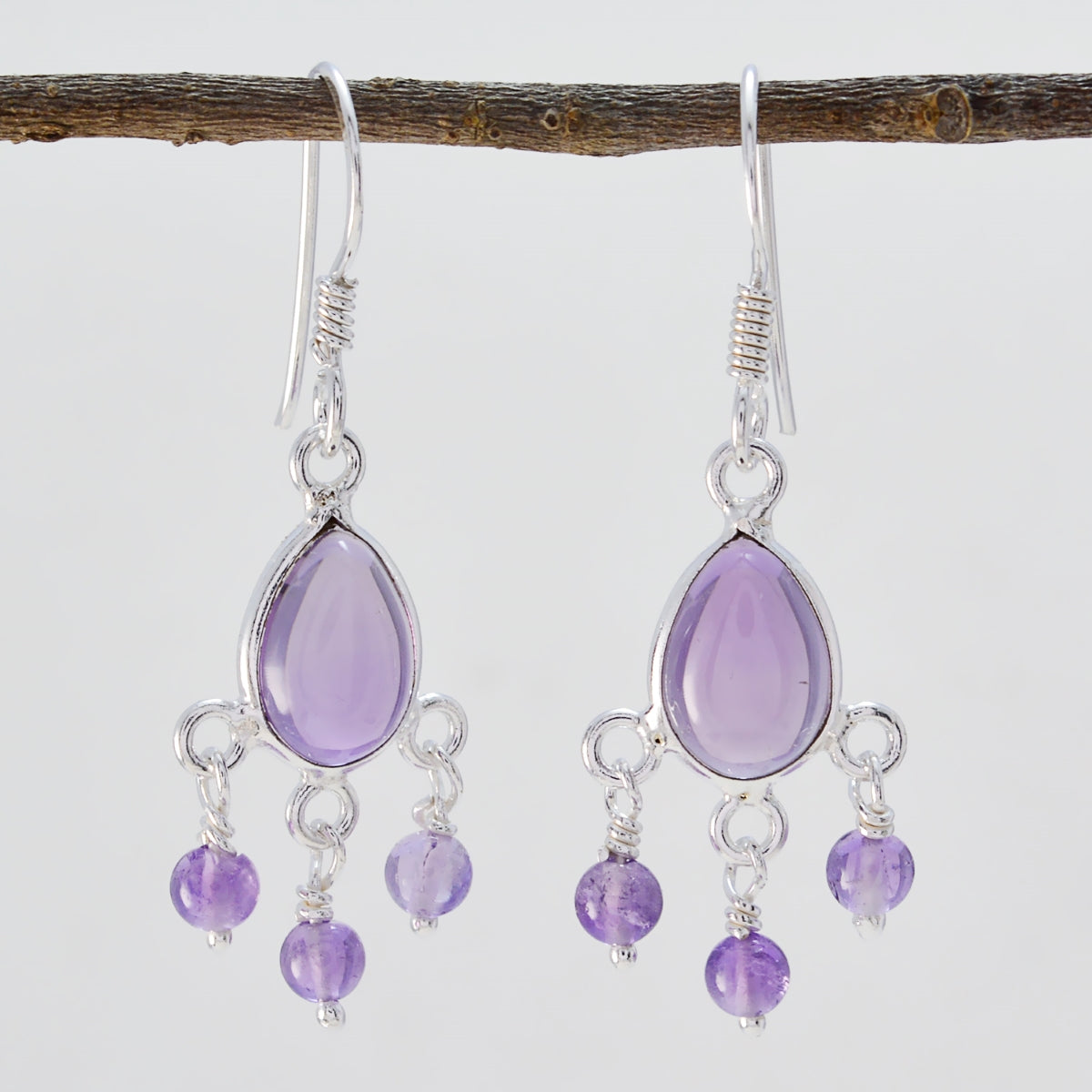 Amethyst-Korean-Hye-jin-multiple-Dangle-Purple-Silver-Earring
