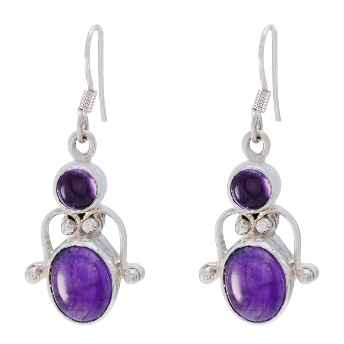 Amethyst-Japanese-Jia-multiple-Dangle-Purple-Silver-Earring Image principale du produit